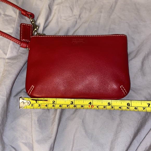 Like new Coach Double Stitched Corner Red Zip Wristlet Wallet Pouch - Picture 7 of 7